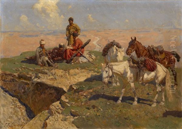 Cossacks At Rest by Franz Roubaud