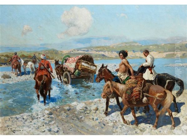 Kosakenreiter Oil Painting by Franz Roubaud