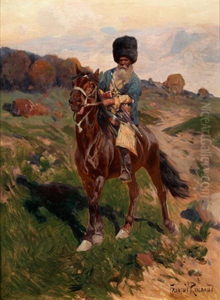 Bartiger Kosakenreiter Oil Painting by Franz Roubaud