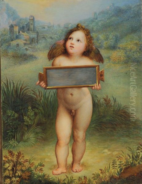 Putto Con Targa Oil Painting by Ernst Gotthilf Bosse