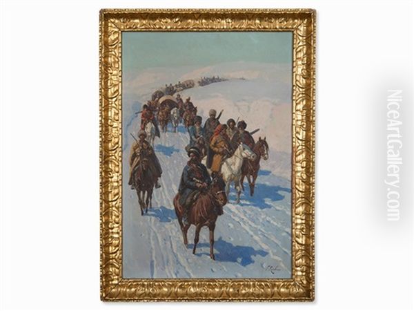 Circassian Troops Oil Painting by Franz Roubaud