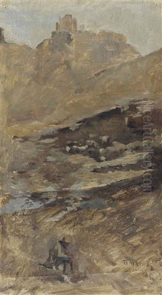 Rocky Stream Oil Painting by Franz Roubaud