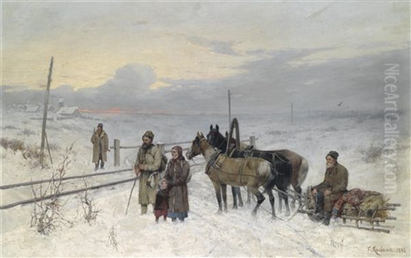 Warten Auf Den Zug Oil Painting by Franz Roubaud