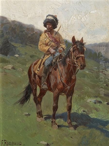 Tscherkessischer Reiter Oil Painting by Franz Roubaud