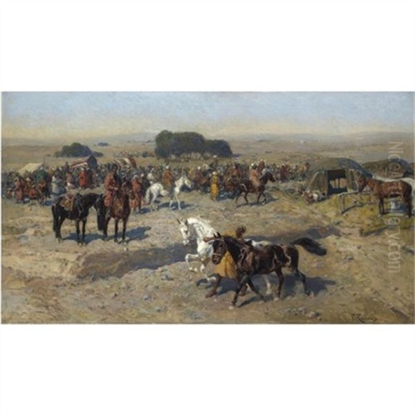 Encampment Oil Painting by Franz Roubaud