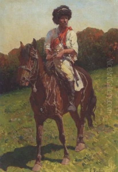 Reitender Tscherkesse Oil Painting by Franz Roubaud