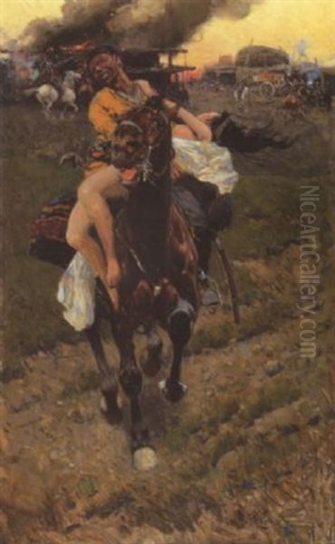 Frauenraub Oil Painting by Franz Roubaud