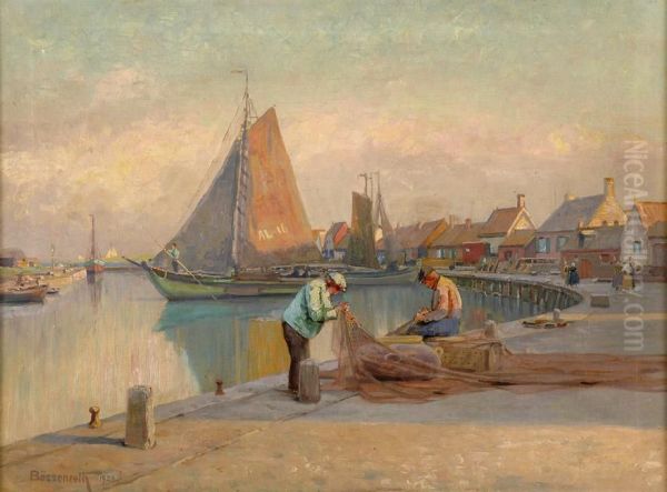 Der Hafen Von Albertsdorf Auf Der Insel Fehmarn. Oil Painting by Carl Bossenroth