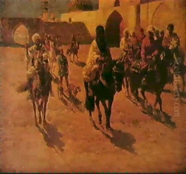 Oriental Riders Oil Painting by Franz Roubaud