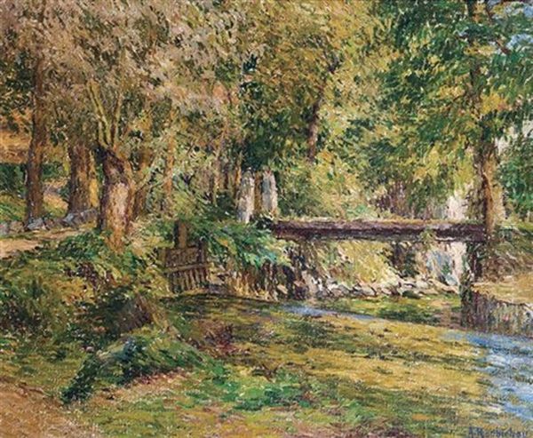 Cours D'eau En Sous-bois Oil Painting by Alphonse Roubichou