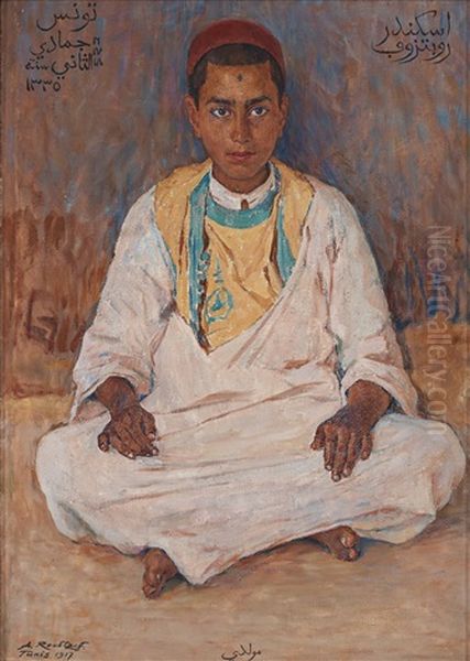 Muldi, Portrait Of A Tunisian Boy Oil Painting by Alexandre Roubtzoff