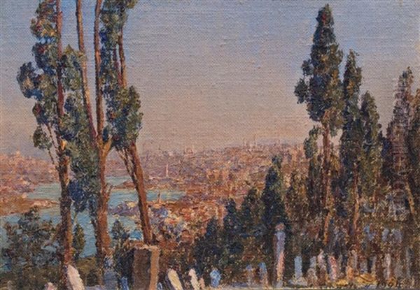 Istambul Vu D'eyup Oil Painting by Alexandre Roubtzoff