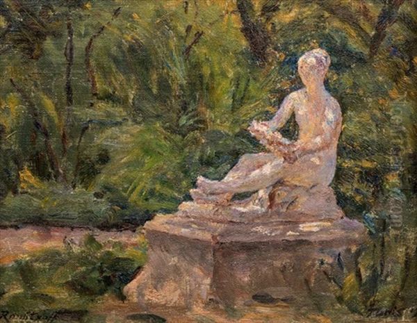 Statue Dans Un Parc De Tunis Oil Painting by Alexandre Roubtzoff