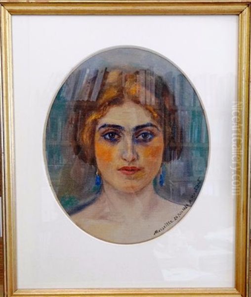 Portrait De Femme Oil Painting by Alexandre Roubtzoff