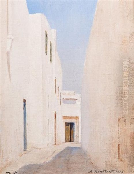 Rue Au Soleil, Tunis Oil Painting by Alexandre Roubtzoff