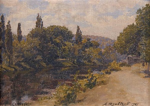 Paysage De Croissy Oil Painting by Alexandre Roubtzoff