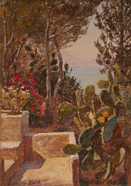 Sidi Bou Said Face Au Bou-kornine Oil Painting by Alexandre Roubtzoff