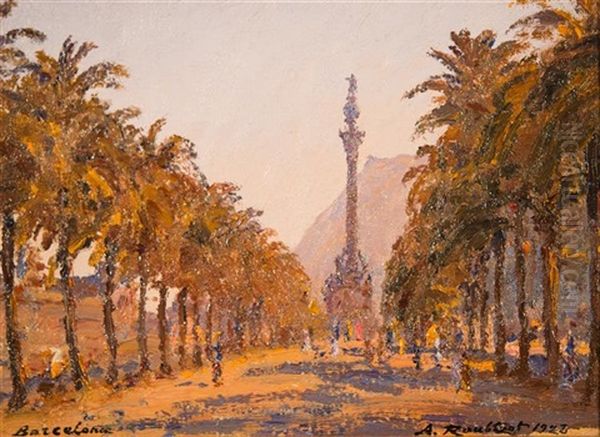 Barcelona Oil Painting by Alexandre Roubtzoff