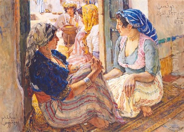 Femmes Tunisiennes Oil Painting by Alexandre Roubtzoff