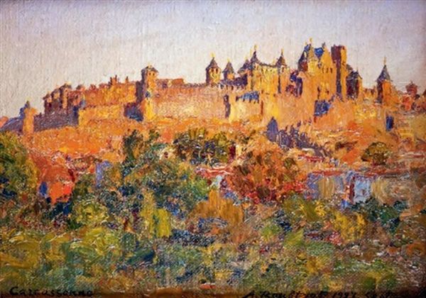 Carcassonne Oil Painting by Alexandre Roubtzoff