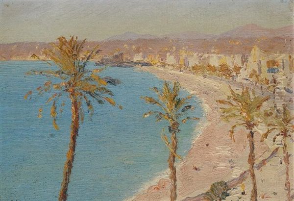 La Promenade Des Anglais A Nice Oil Painting by Alexandre Roubtzoff