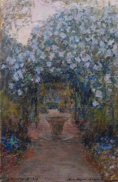 Fontaine Dans Le Jardin A Ben Negro, Bizerte Oil Painting by Alexandre Roubtzoff