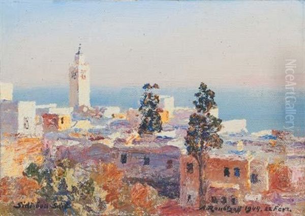 Le Minaret A Sidi Bou Said Oil Painting by Alexandre Roubtzoff