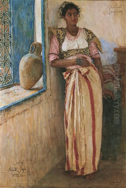 Mannoubiyya - Portrait Of A Tunisian Woman Oil Painting by Alexandre Roubtzoff