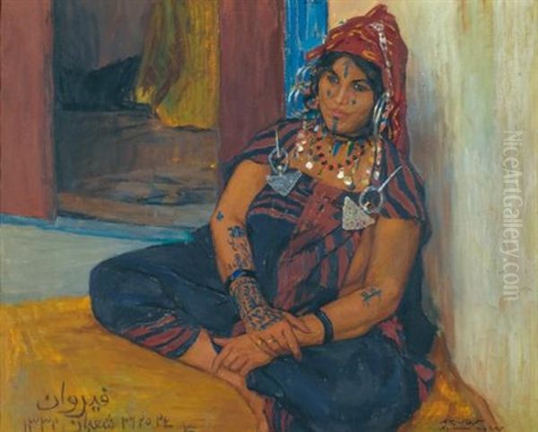 Moubaraka In Kairouan Oil Painting by Alexandre Roubtzoff