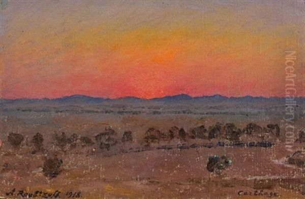 Coucher De Soleil A Carthage Oil Painting by Alexandre Roubtzoff