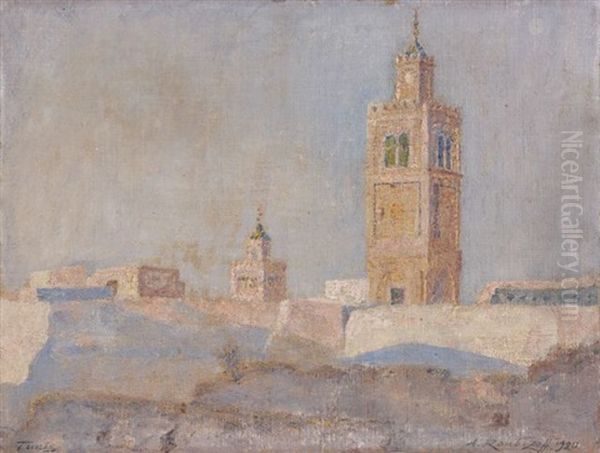 Vue De Tunis Oil Painting by Alexandre Roubtzoff