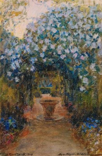 Allee Fleurie Dans Le Parc De Ben Negro Oil Painting by Alexandre Roubtzoff