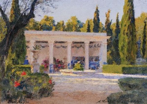 Loggia Dans Le Parc De Ben Negro, Bizerte Oil Painting by Alexandre Roubtzoff