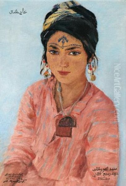 Portrait D'aicha Oil Painting by Alexandre Roubtzoff