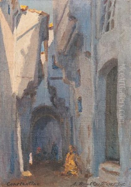 Rue Animee A Constantine Oil Painting by Alexandre Roubtzoff