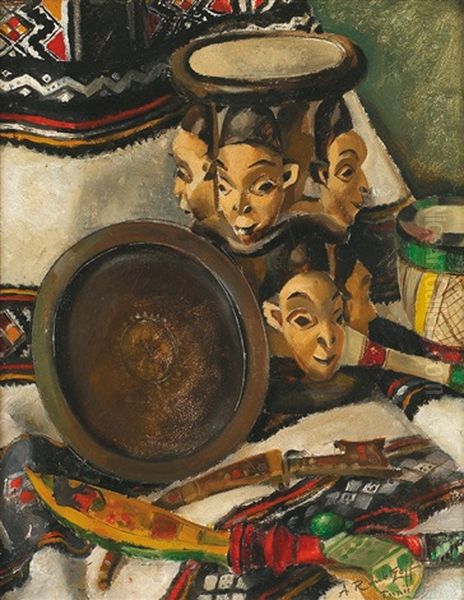 Composition Aux Objets Africains Oil Painting by Alexandre Roubtzoff