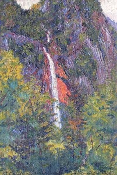 La Cascade A Saint Cassin Oil Painting by Alexandre Roubtzoff