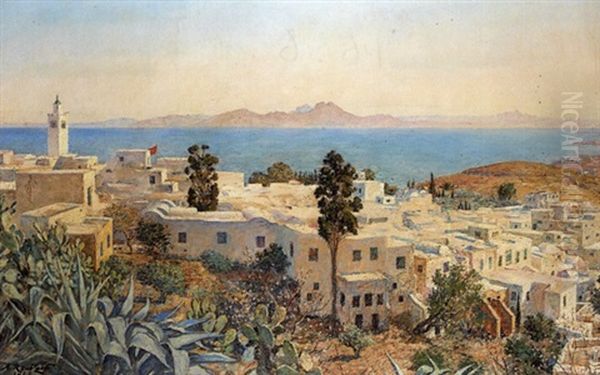 Vue De Sidi-bout-said Oil Painting by Alexandre Roubtzoff