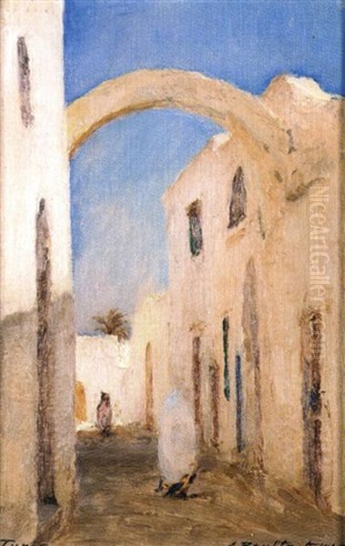 Scene De Rue A Tunis Oil Painting by Alexandre Roubtzoff