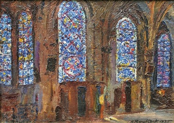 Les Vitraux De La Cathedrale De Bourges Oil Painting by Alexandre Roubtzoff