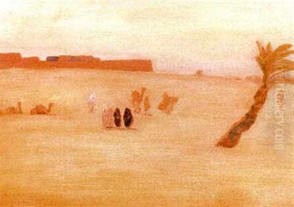 Vue De Touggourt Oil Painting by Alexandre Roubtzoff