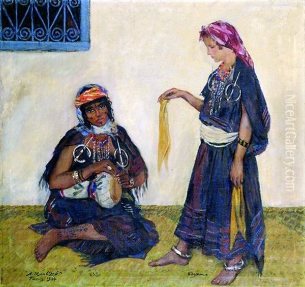 Masseouda Et Aida Ou La Danse Des Mouchoirs Oil Painting by Alexandre Roubtzoff