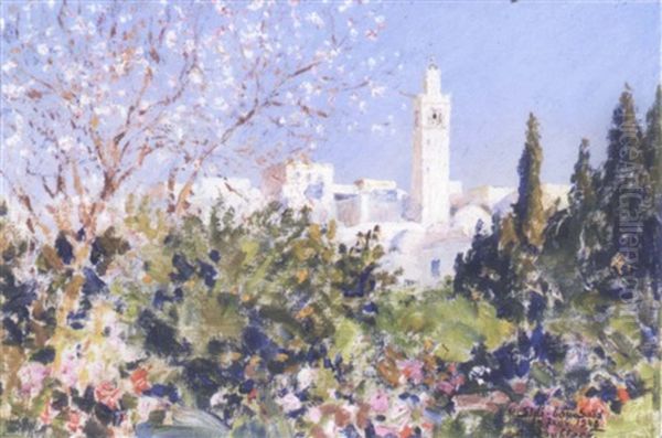 Minaret A Sidi-bou-said Oil Painting by Alexandre Roubtzoff