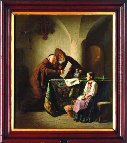 Noticia Inesperada Oil Painting by Johann Caspar Bosshardt