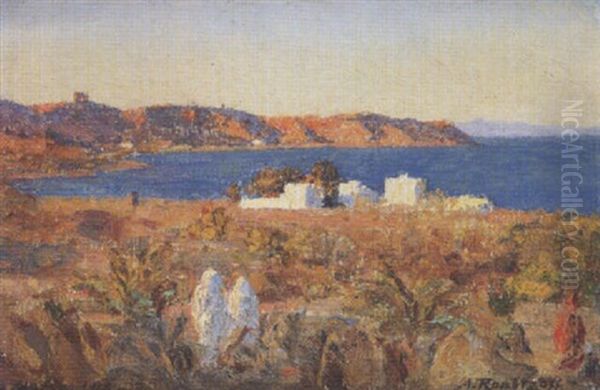 Sidi Bou Said, Vue De La Marsa. Tunisie Oil Painting by Alexandre Roubtzoff