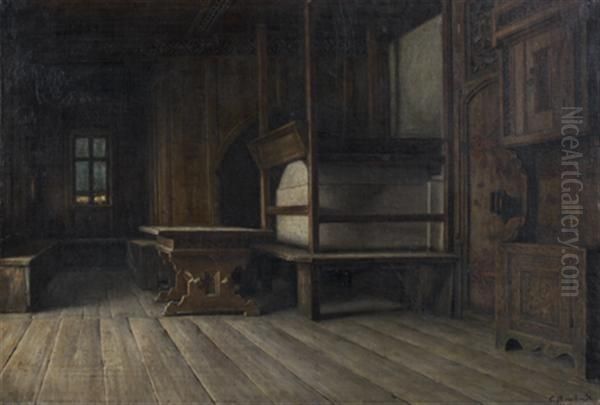 Un Interieur D'office Oil Painting by Johann Caspar Bosshardt