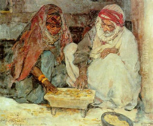 Ramdana Et Salem Oil Painting by Alexandre Roubtzoff