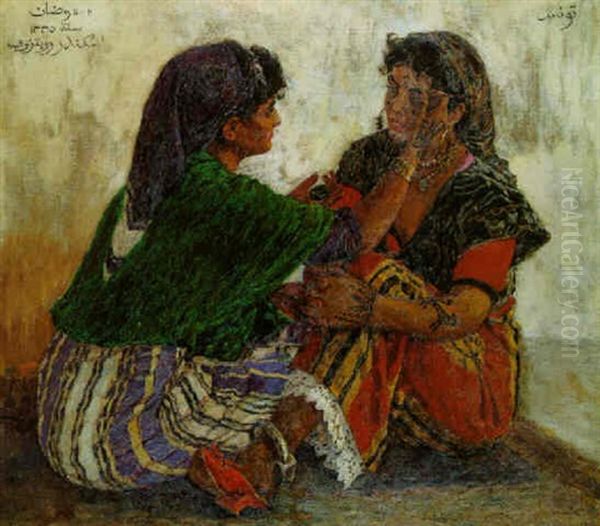 Manoubia Et Fatima Oil Painting by Alexandre Roubtzoff