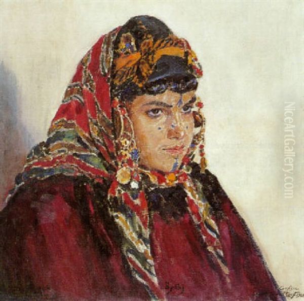 Portrait De Zohrah Oil Painting by Alexandre Roubtzoff