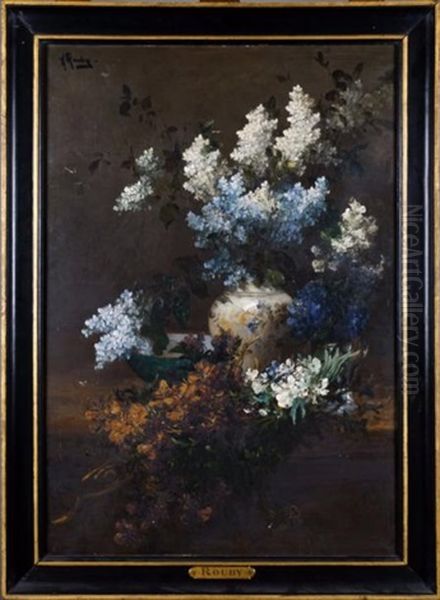 Nature Morte Aux Lilas Oil Painting by Alfred Rouby